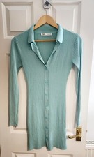 Women's Zara Light Blue - Turquoise Long Sleeve Midi Dress Size: S