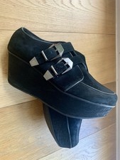 Topshop Black Double Buckle Creeper Ankle Shoes - Size UK 6