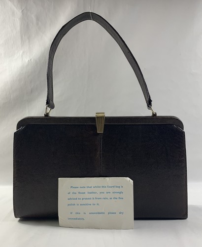 Vintage 1950s brown lizard - vintage,