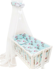 Baby Drape Canopy Mosquito Net with Ribbon Fits Crib Teddy Girl Mint