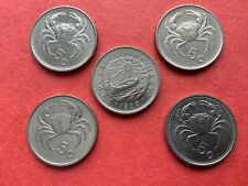 1986-MALTA-MALTESE 5 CENT COINS-5C-DGHAJSA BOAT-CANCER-LUCKY ZODIAC SIGN-COLLECT