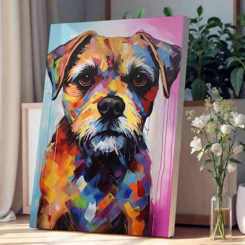 Border terrier abstract canvas - terrier,