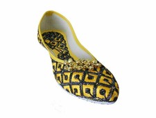 Women Wedding Shoes Mojaries Leather Handmade Indian Jutties Ballet Flats US 5