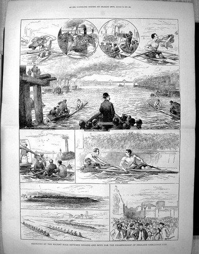 Old print 1878 boat race - boat,