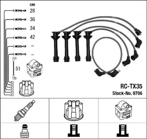 Ignition leads 9706 ngk for - ignition,