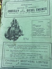 Crossley Vertical Diesel Engine Working / Erection Instruction Book 1957 &Letter