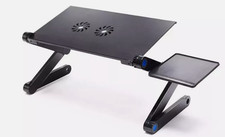 Folding Laptop Desk Table Bed Adjustable Portable Stand Tray Furniture With Fan
