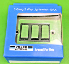 Volex 3 Gang 2 Way Lightswitch 10AX Black Interior Polished Chrome Flat (M1173)