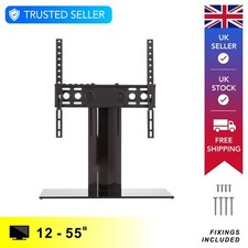 Replacement TV & Monitor Base Pedestal Stand - Up to 55" Black - Glass Base