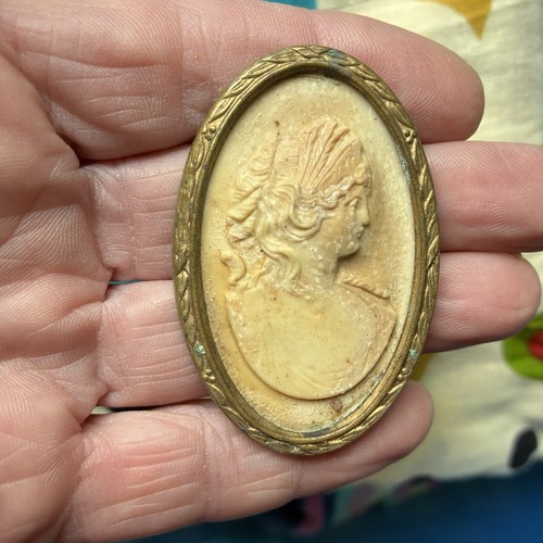 Antique carved lava cameo - carved,