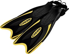 CRESSI Palau - Long Adjustable Open Heel Snorkel Fins - Black/Yellow. Uk 7-10