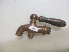 Victorian Brass Tap Sink Basin Tank Old Keg Lever Wooden Handle Antique Vintage