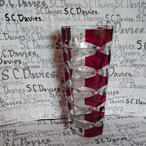 Vintage cut crystal - vase, ruby