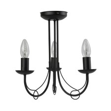 Modern Classic Matt Black 3 Arm Ceiling Light Fitting Chandelier Bedroom Lounge