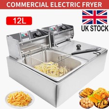 2500W 12L Commercial Electric Deep Fryer Fat Chip Twin Dual Tank Stainless Steel