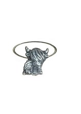 HIGHLAND COW OX  Fine English Pewter design on a Scarf Ring napkin ring brooch