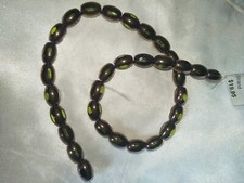 Strand of glamour cut glass beads green and bronze 10/8mm (c1885)