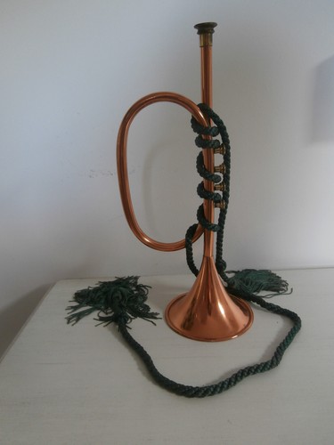 Vintage copper bugle with - vintage,