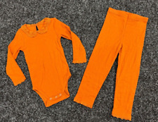 DOLLY WEARS 2pc Outfit / Set, Orange, Frill, Age 18-24 Months, New, b197