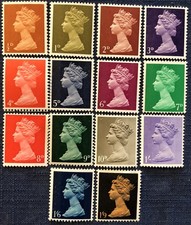 BRITISH STAMPS.     1967-70 Pre-decimal Machin  --   LOT OF 14 -- FREE POSTAGE