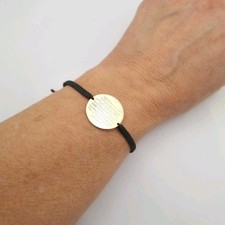 Islamic Bracelet Ayat al Kursi Pull Cord Adjustable Sterling Silver Gilt Kurshun