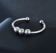 Anxiety Silver Bead Ring Adjustable Fidget Ring Worry Ring Spinner Anti Stress