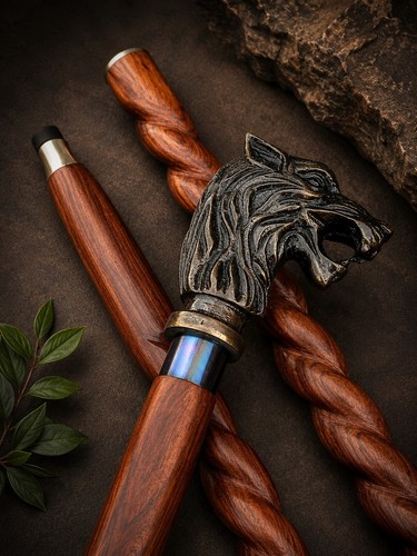 Handcrafted wolf head walking - wolf,