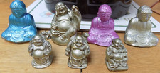 BUDDHA FIGURINES Job Lot Vintage 7 Miniatures Statue Buddhism Chalk & Resin