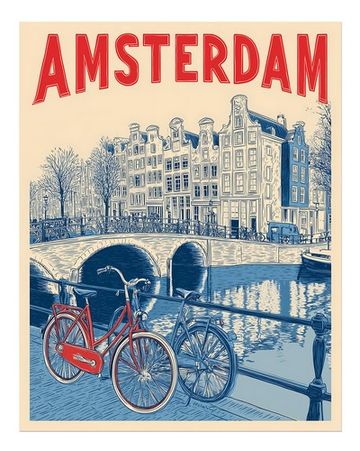 Amsterdam cityscape wall art - amsterdam,