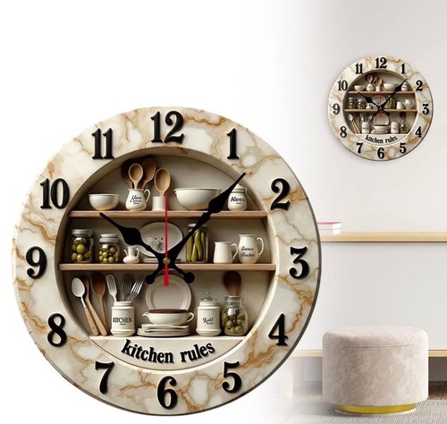 Modern wooden wall clock - wall,