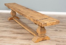 240cm Reclaimed Elm Pedestal Indoor Dining Backless Bench