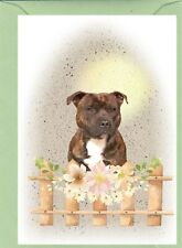 Staffordshire Bull Terrier (4"x 6") Blank Card ideal Mothers Day, Birthday, etc.