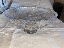 Vintage Rockingham Crystal Bowl etched fuchsia pattern Heavy
