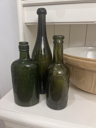 Antique green bottles - antique,