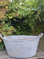 Vintage Galvanised Oval Wash Tub Planter