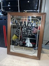 Antique Black & White Scotch Whiskey Pub Mirror. Original Frame 53cm x 37cm