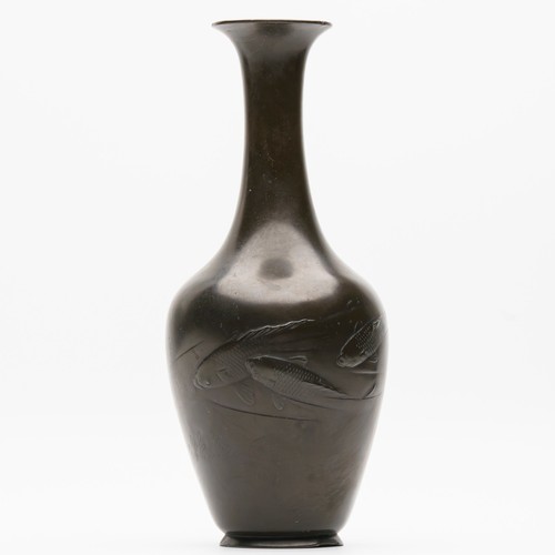 Japanese bronze bottle vase - japanese,