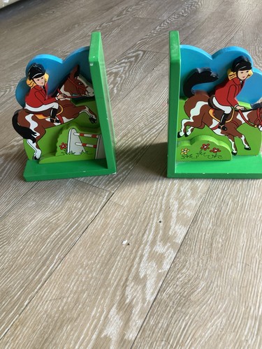 Vintage bookends wooden horse - vintage,