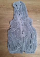 Girls Grey Gillet Body Warmer Fluffy Used Age 11-12