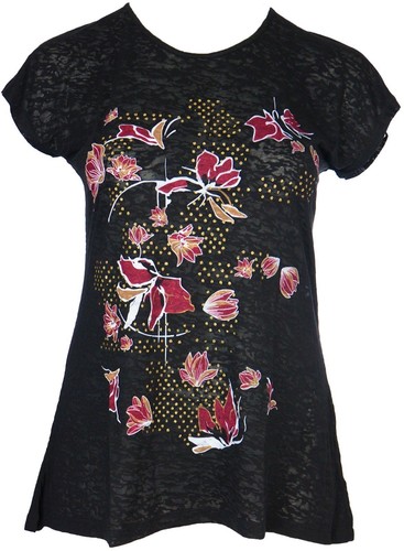 Ladies shirt black sheer - black,