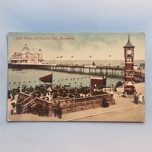 Morecambe postcard 1912 clock - morecambe,