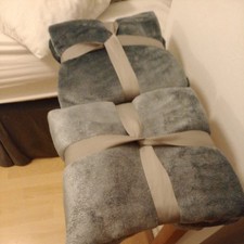 2 Dunelm Grey Throws Fleece