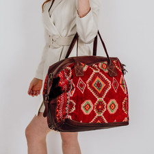 Large Handmade Leather Kilim