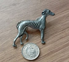 LOVELY VINTAGE PEWTER GREYHOUND BADGE/BROOCH SIGNED BAILEYS