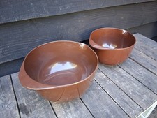 2 Vintage Brown Mepal Rosti Melamine Bowls 4L & 2.5L FREE P&P