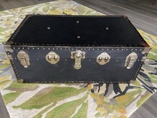 Vintage Black Steamer Trunk /