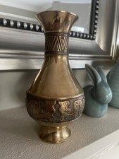 vintage etched brass vase