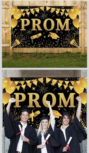 Prom banner black - prom, gold