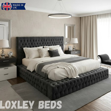 LOXLEY CHESTERFIELD PLUSH/CRUSHED VELVET AMBASSADOR BED WITH & WITHOUT MATTRESS
