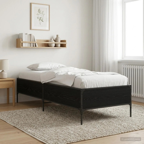 Walplus black oak bed frame - oak,